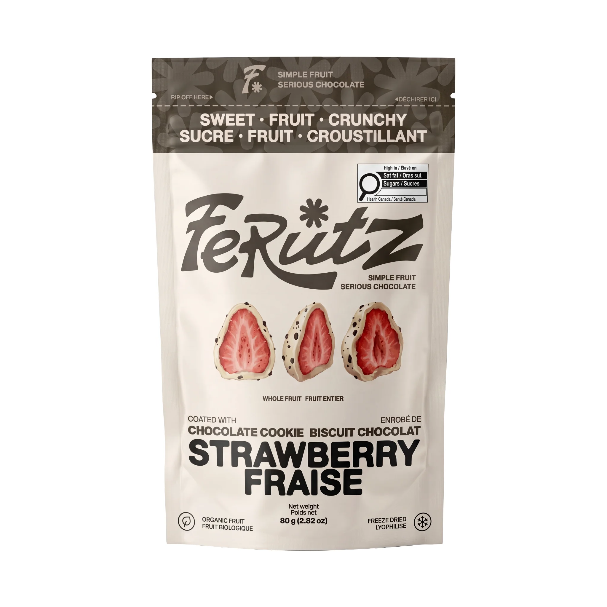 Front of the chocolate cookie strawberry bag