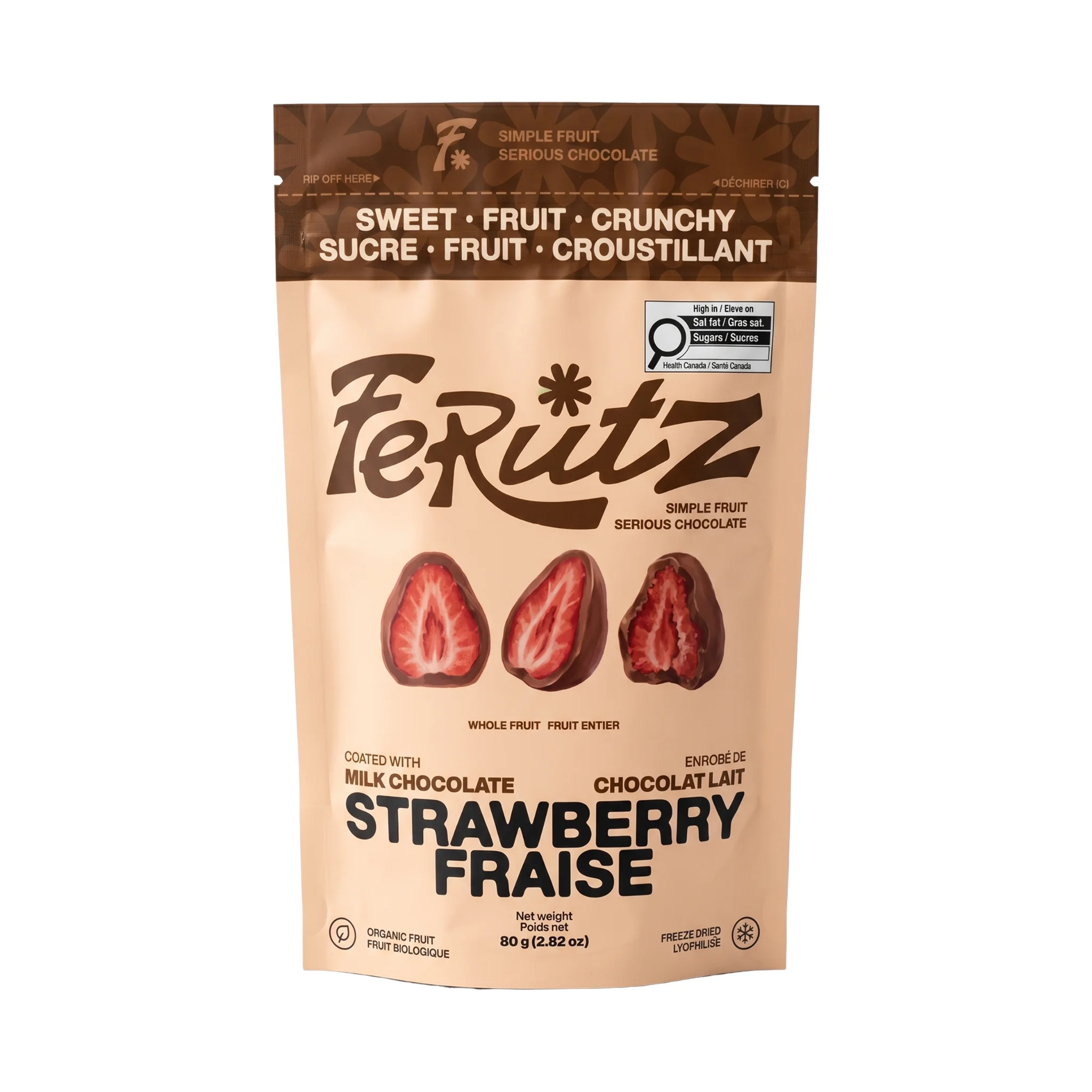 Front of the milk chocolate strawberry bag